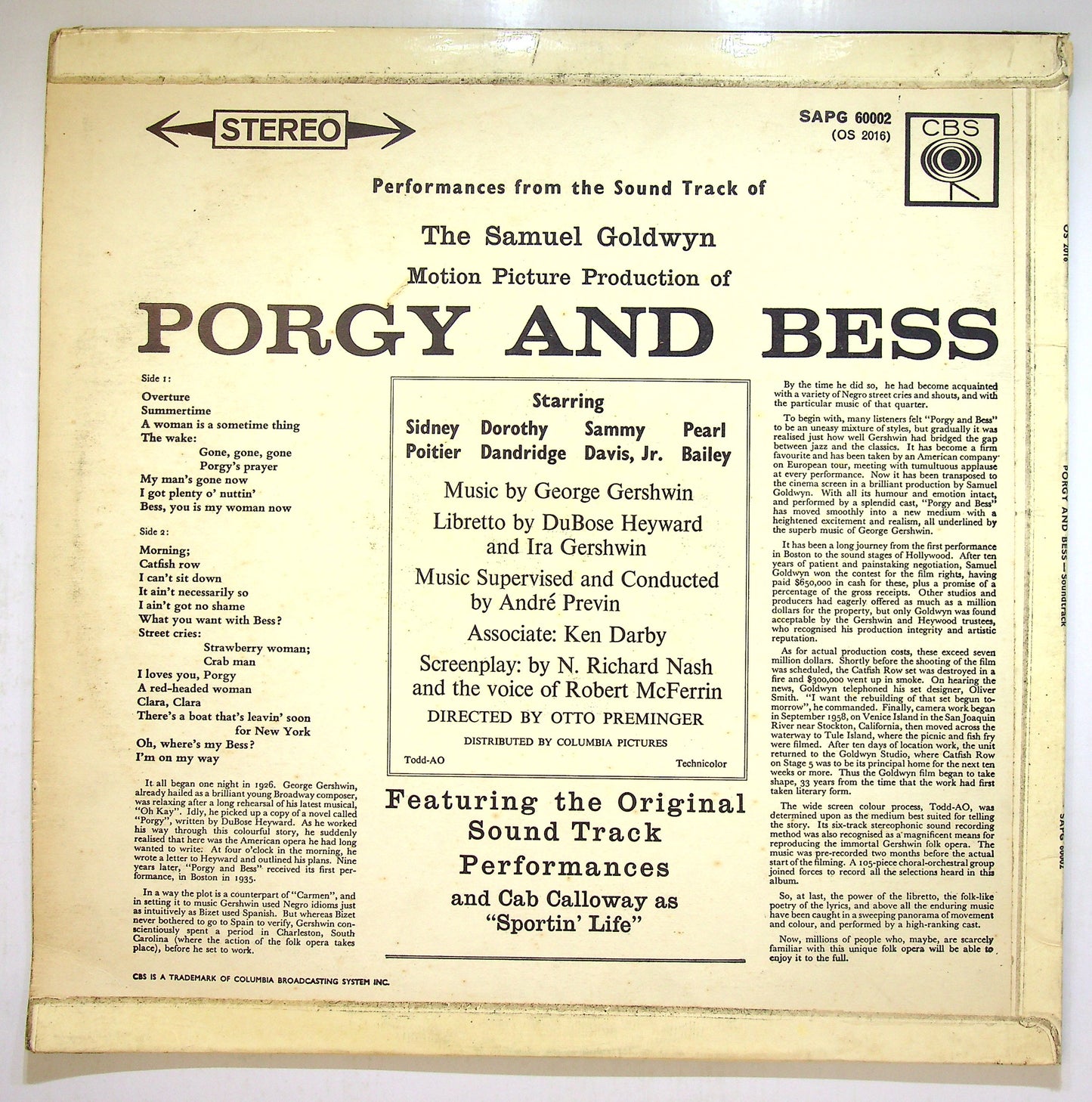 EBOND Samuel Goldwyn - Porgy And Bess Vinile V112072