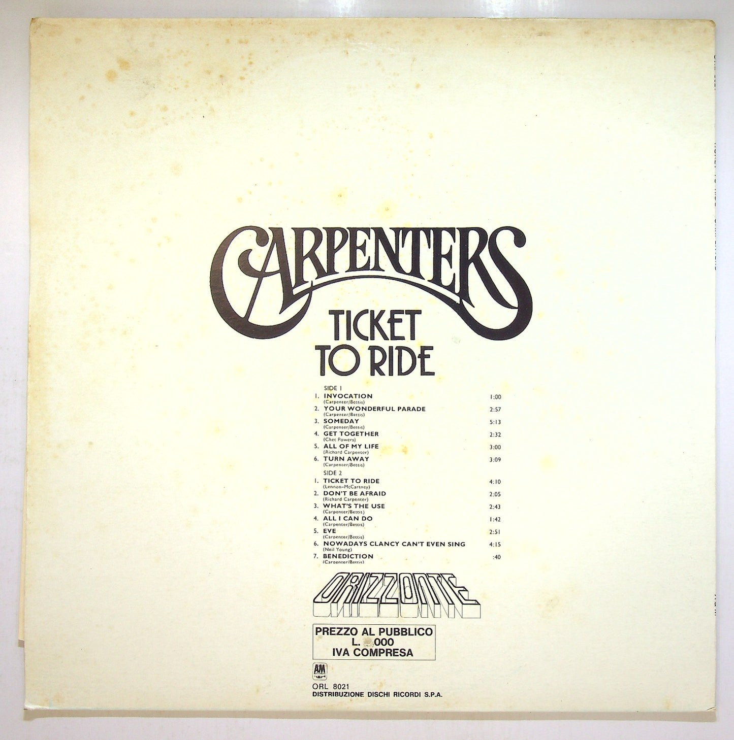 EBOND Carpenters - Ticket To Ride Vinile V112143