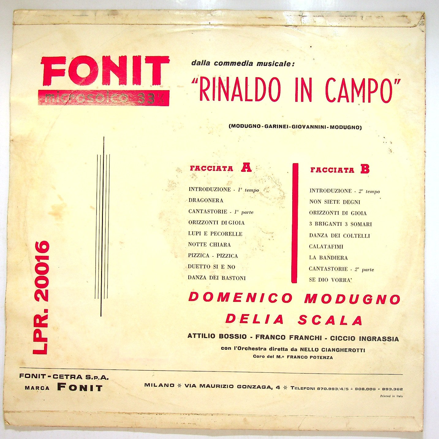 EBOND Domenico Modugno E Delia Scala - Rinaldo In Campo Vinile V113070