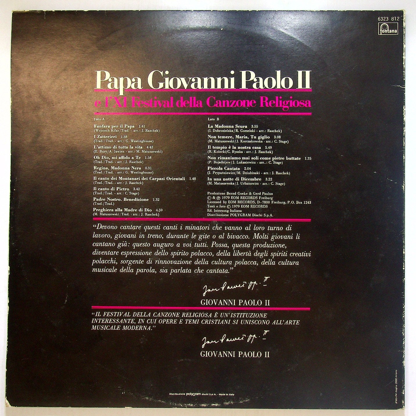 EBOND Papa Giovanni Paolo Il - L'Xl Festival Canzone Religiosa Vinile V113075