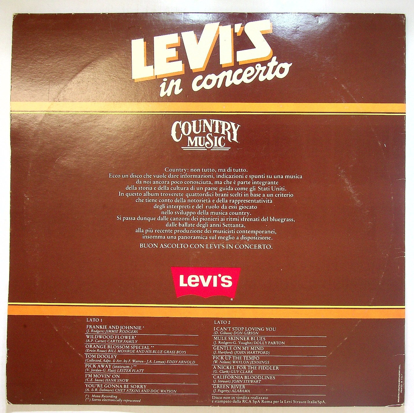 EBOND Various - Levi's In Concerto (Country Music) Vinile V113076
