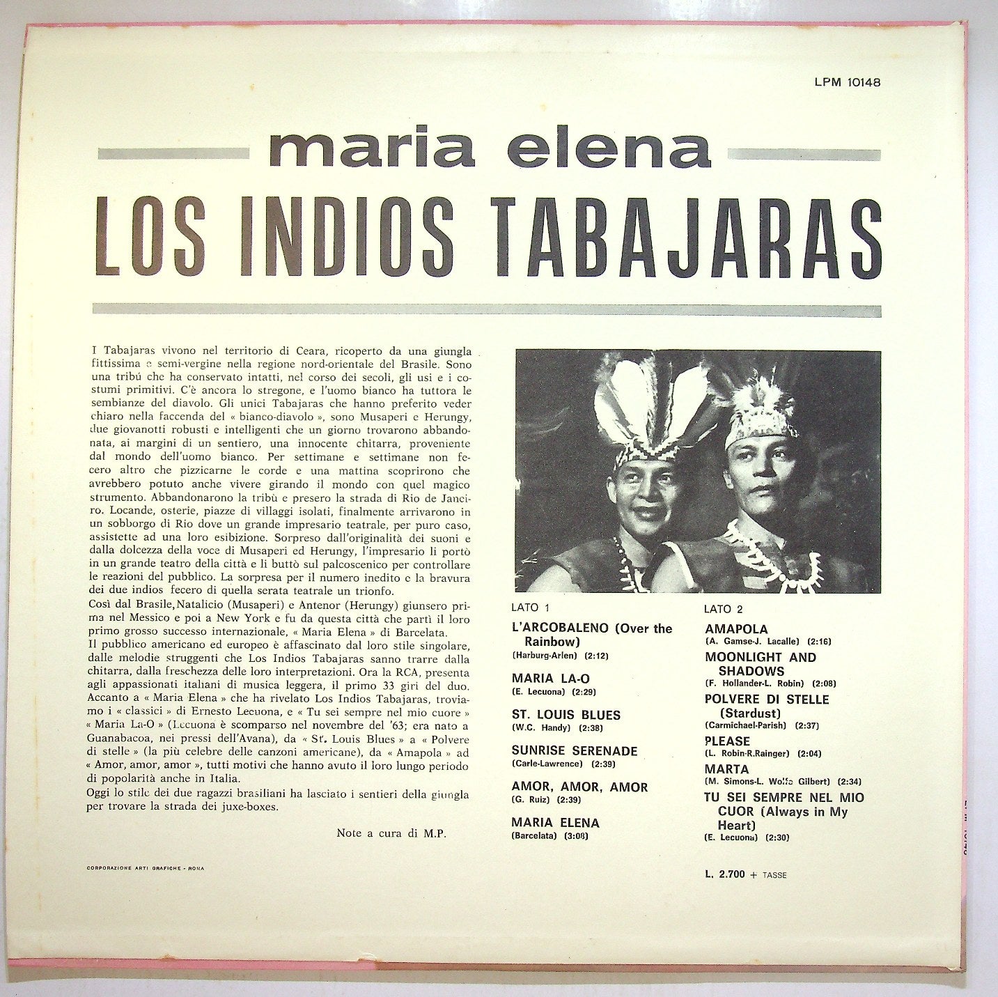 EBOND Los Indios Tabajaras - Maria Elena Vinile V113104