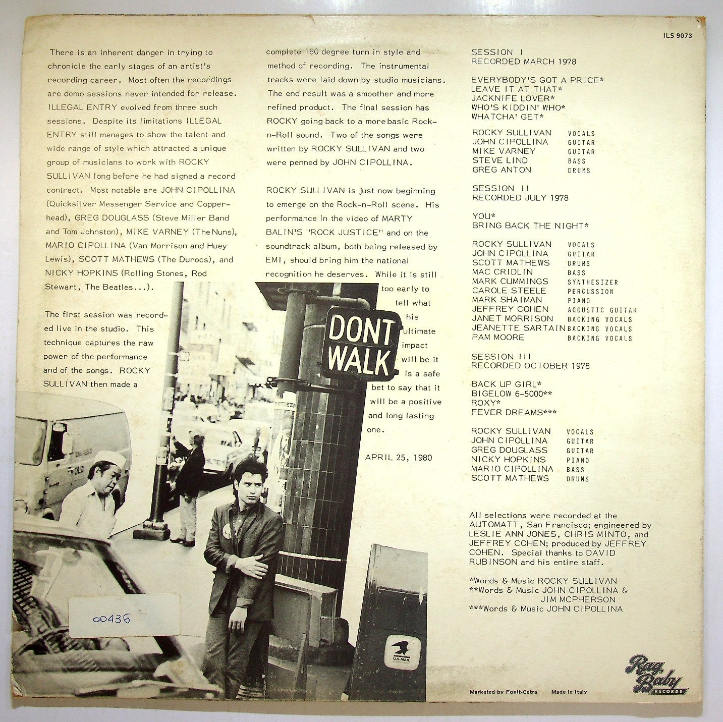 EBOND Rocky Sullivan - Illegal Entry Vinile V114081