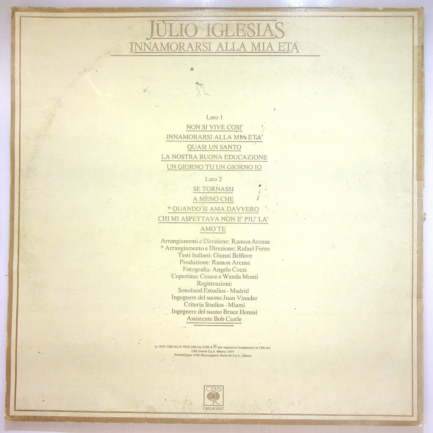 EBOND Julio Iglesias - Innamorarsi Alla Mia Eta Vinile V115006