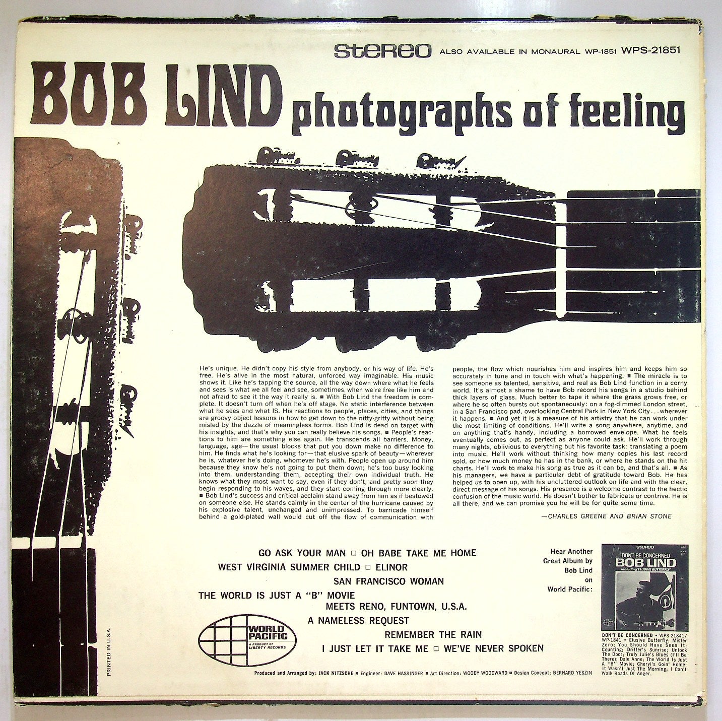 EBOND Bob Lind - Photographs Of Feeling Vinile V115067