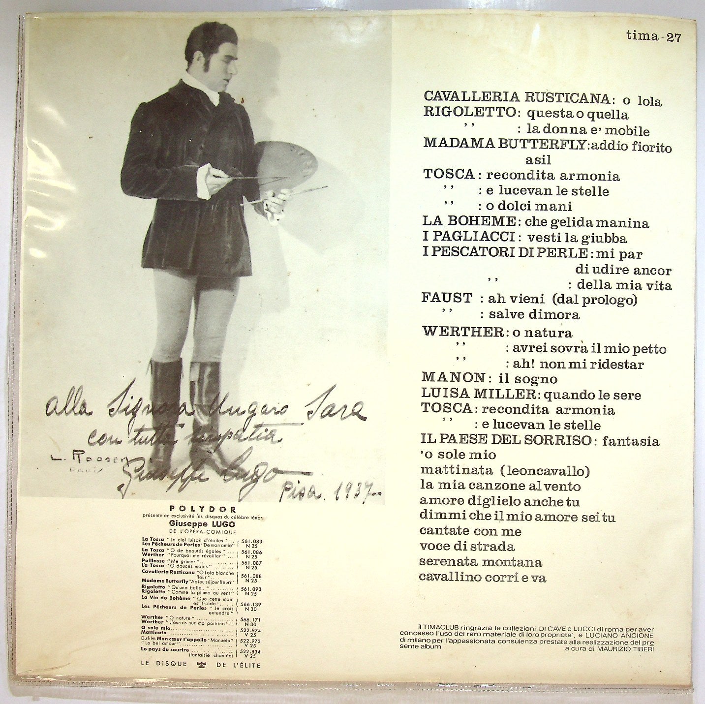 EBOND Giuseppe Lugo - Tenore Giuseppe Lugo Vinile V115146