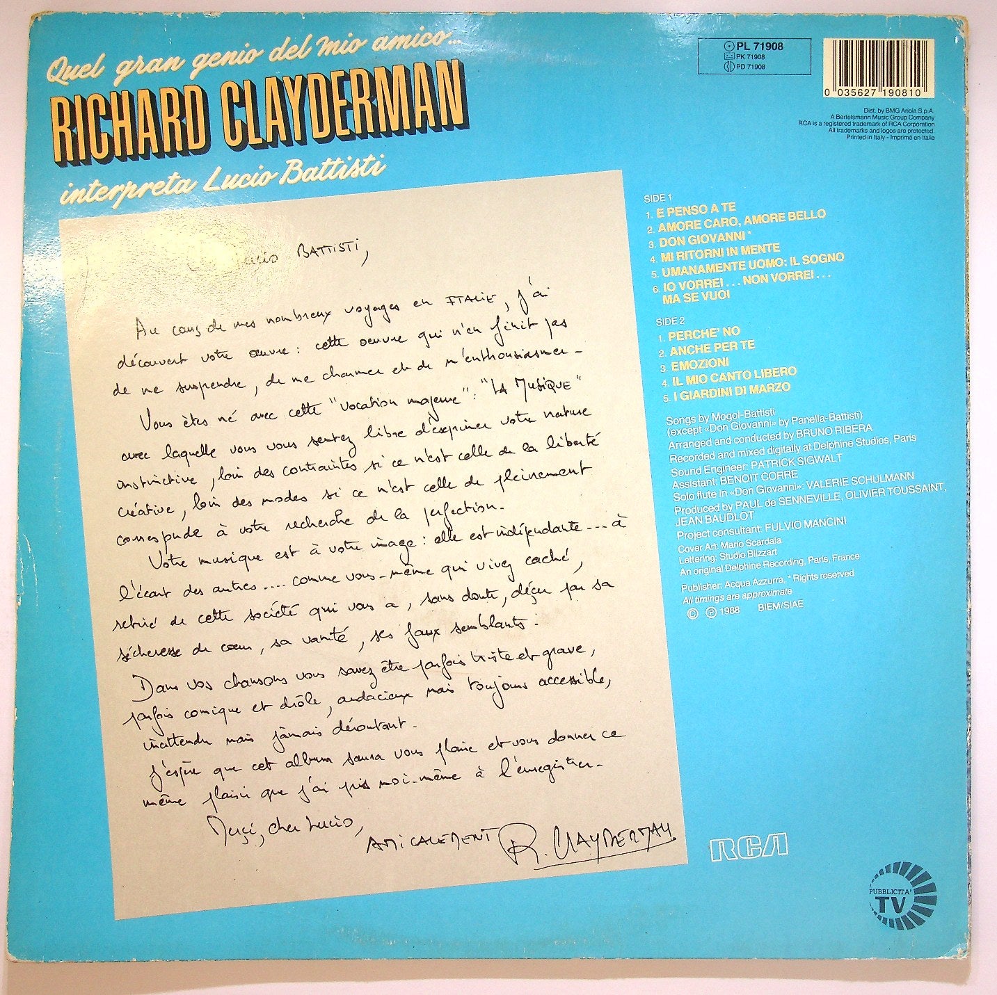 EBOND Quel Gran Genio Del Mio Amico...Interpreta Lucio Battisti Vinile V118004