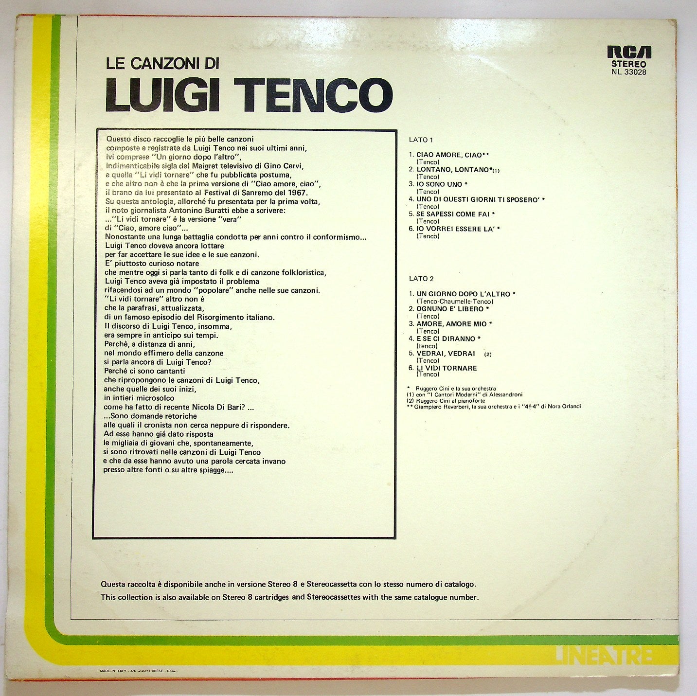 EBOND Luigi Tenco - Le Canzoni Di Luigi Tenco Vinile V118089