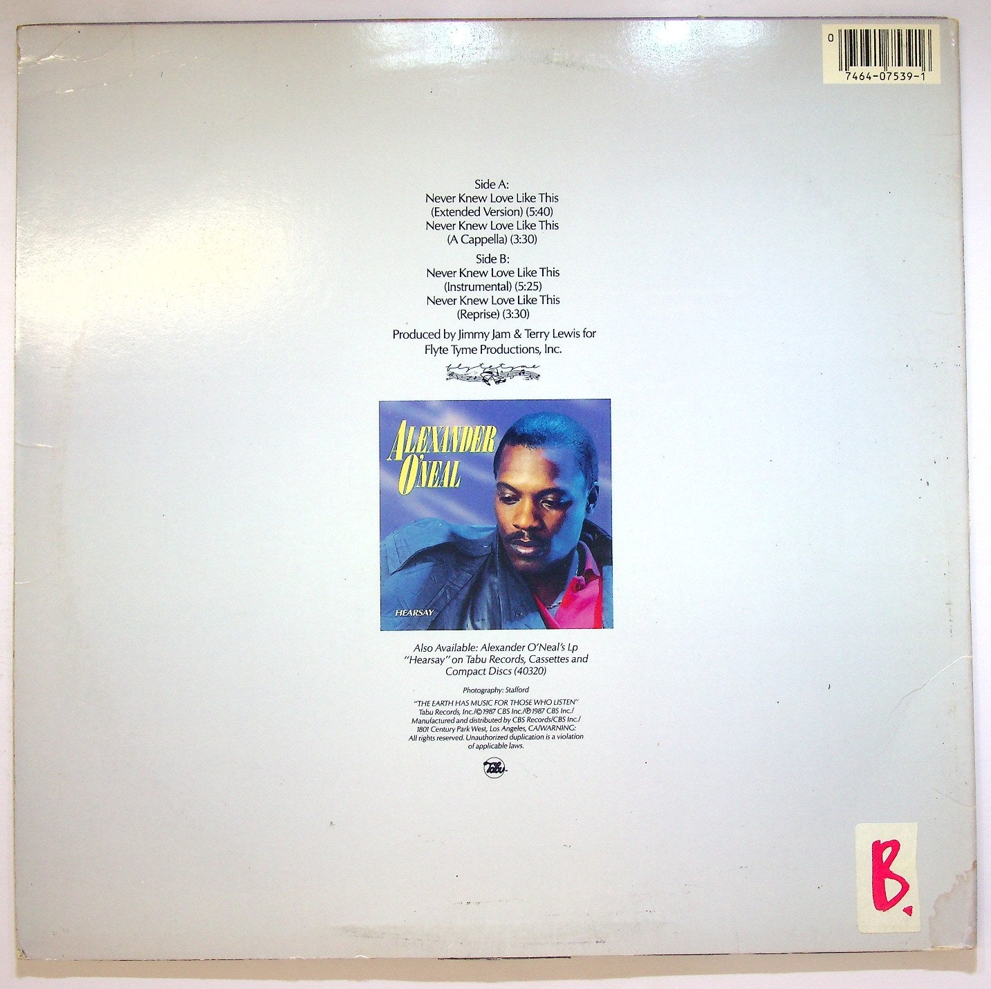 EBOND Alexander O'Neal ft Cherrelle - Never Knew Love Like This Vinile V118096