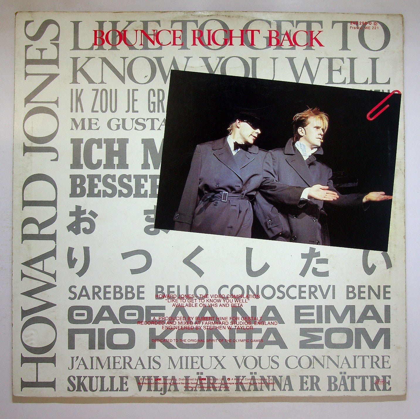 EBOND Howard Jones - Like To Get To Know You Well Vinile V118109