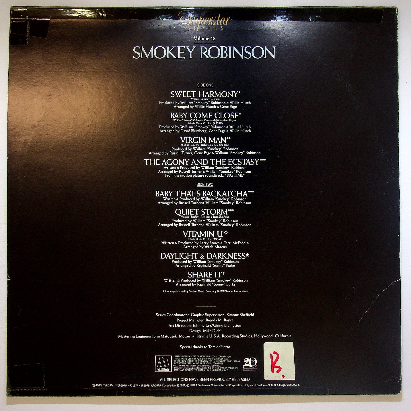 EBOND Smokey Robinson - Smokey Robinson Vinile V118130