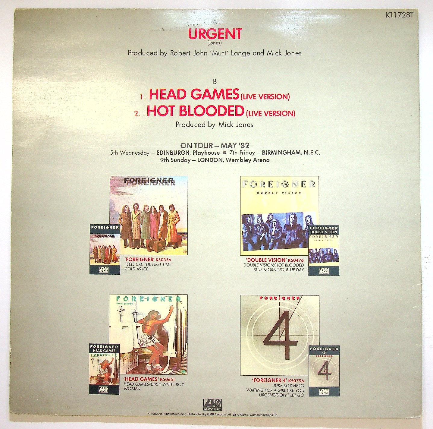EBOND Foreigner - Urgent Vinile V120002