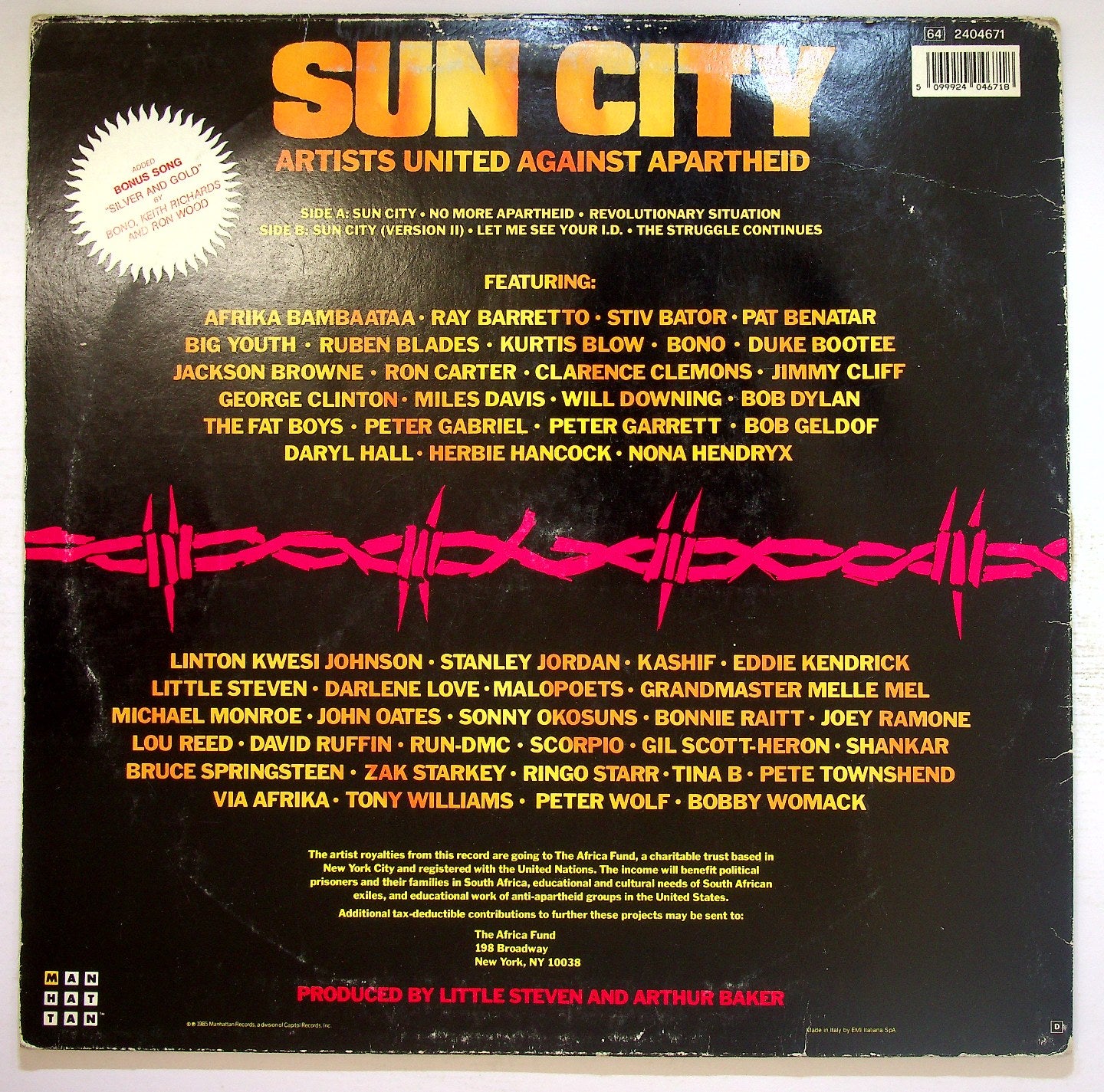 EBOND Artists United Against Apartheid - Sun City Vinile V120099