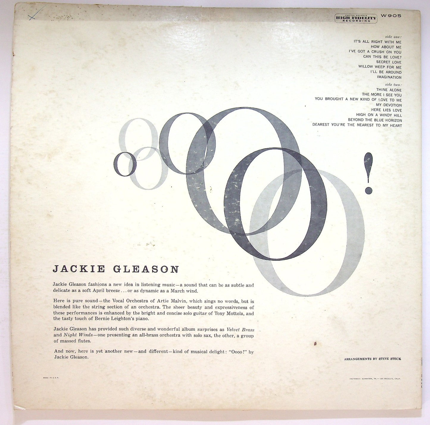 EBOND Jackie Gleason - Jackie Gleason Presents 'Oooo!' Vinile V121077