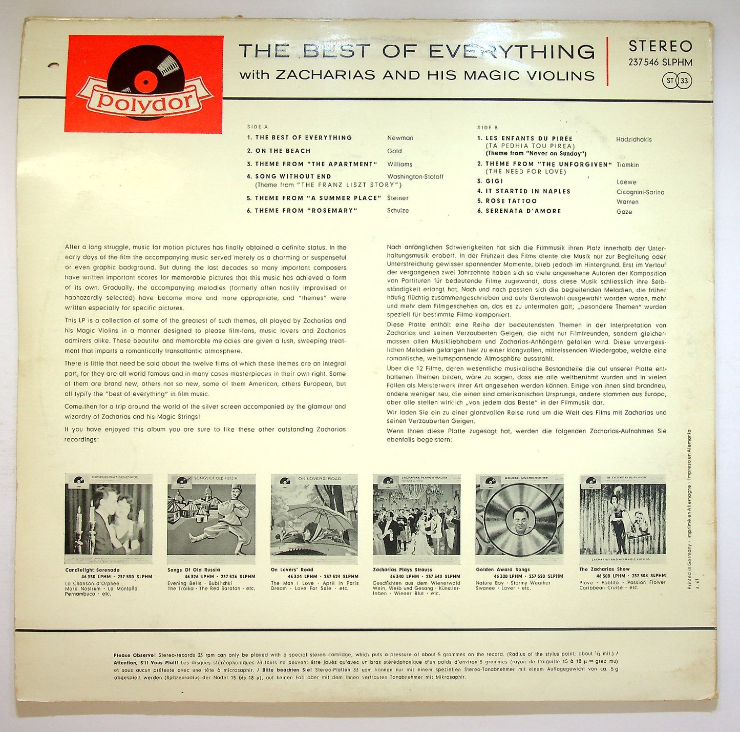 EBOND Zacharias And His Magic Violins - The Best of Everything Vinile V121113