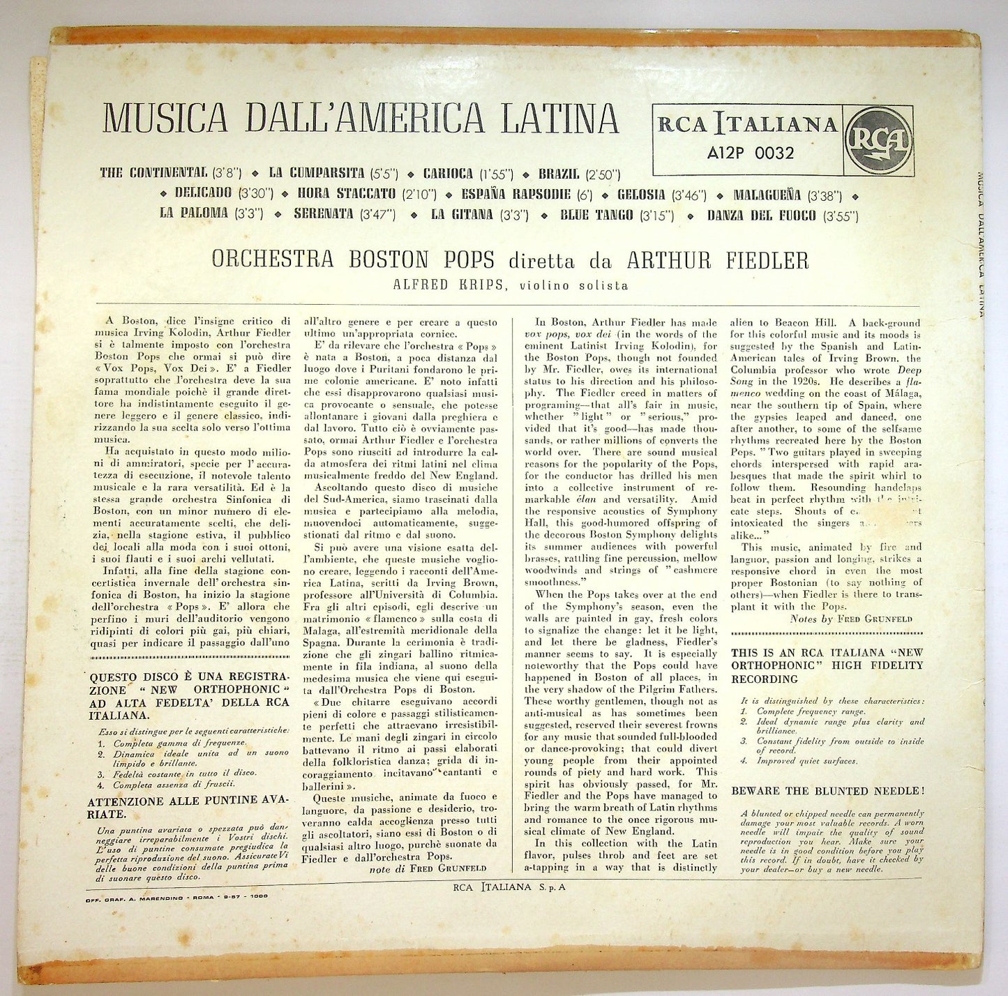 EBOND Arthur Fiedler - Musica Dall'America Latina Vinile V121120