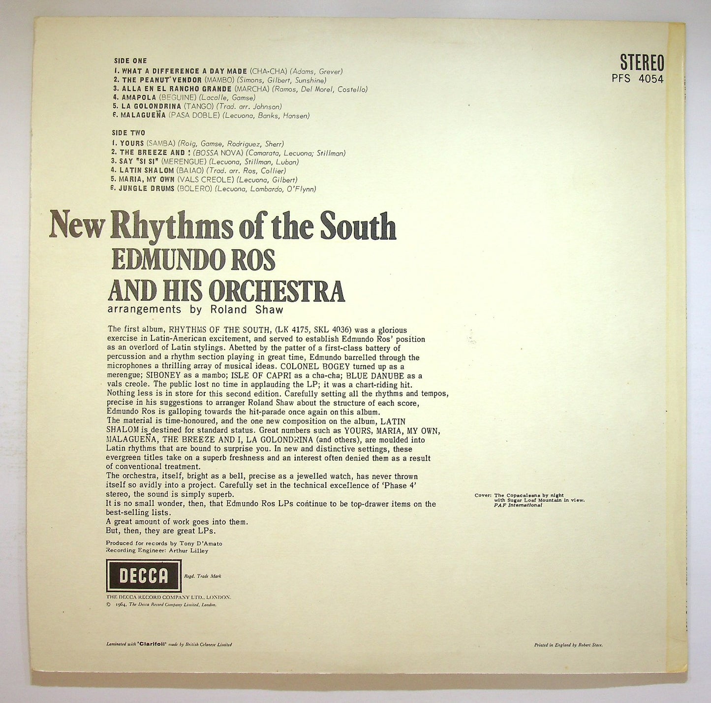 EBOND Edmundo Ros & His Orchestra - New Rhythms Of The South Vinile V121132