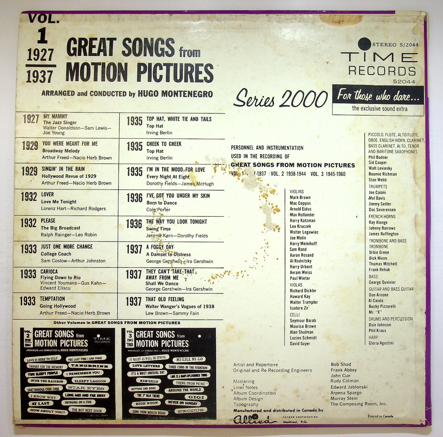 EBOND Hugo Montenegro - Great Songs From Motion Pictures Vol. 1 Vinile V121134