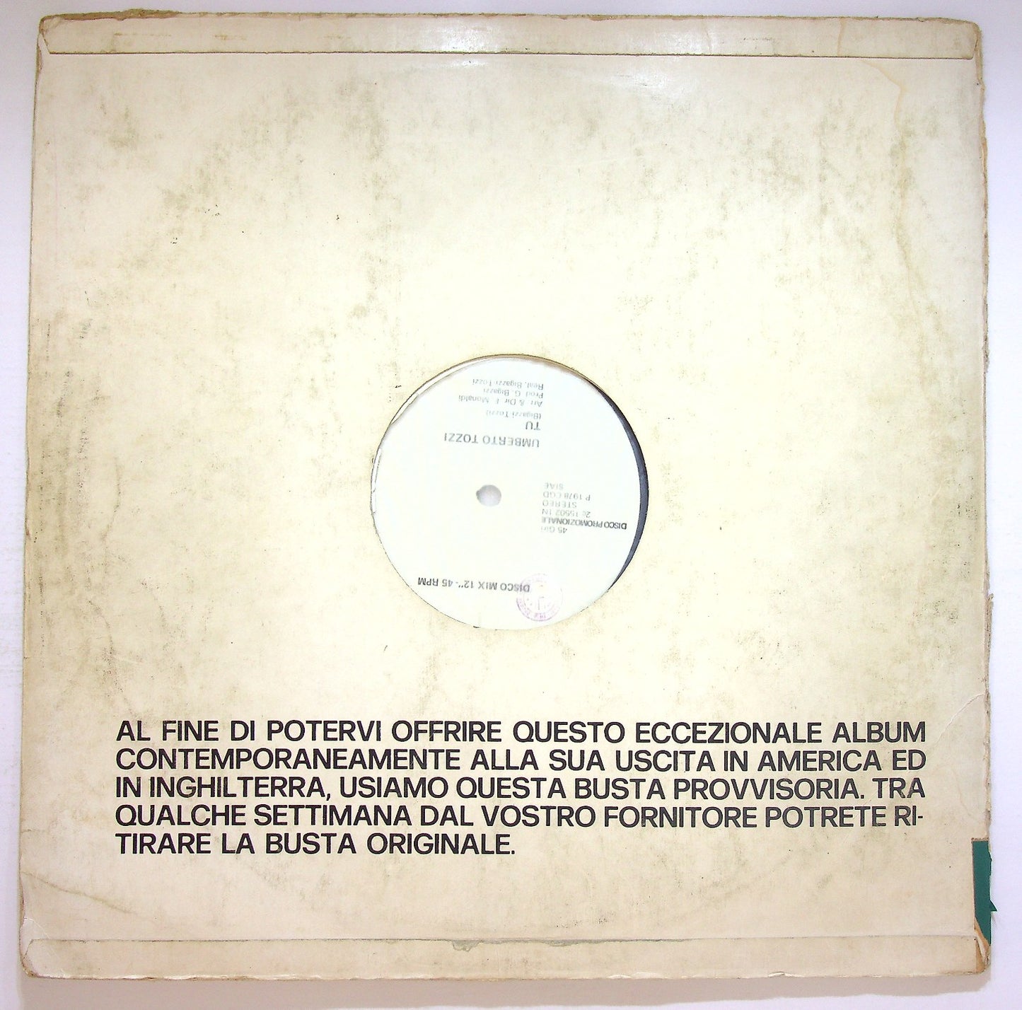 EBOND Umberto Tozzi - Tu Vinile V122018