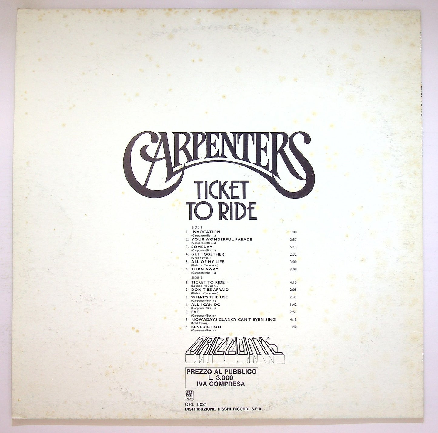EBOND Carpenters - Ticket To Ride Vinile V123049