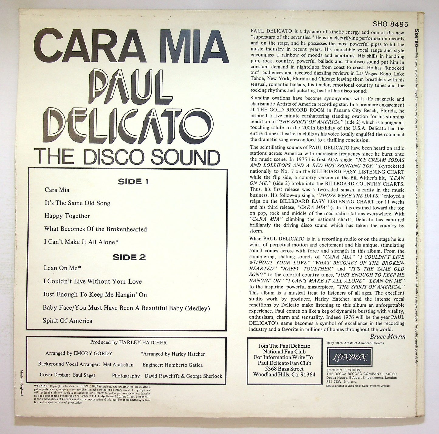 EBOND Paul Delicato - Cara Mia Vinile V123077