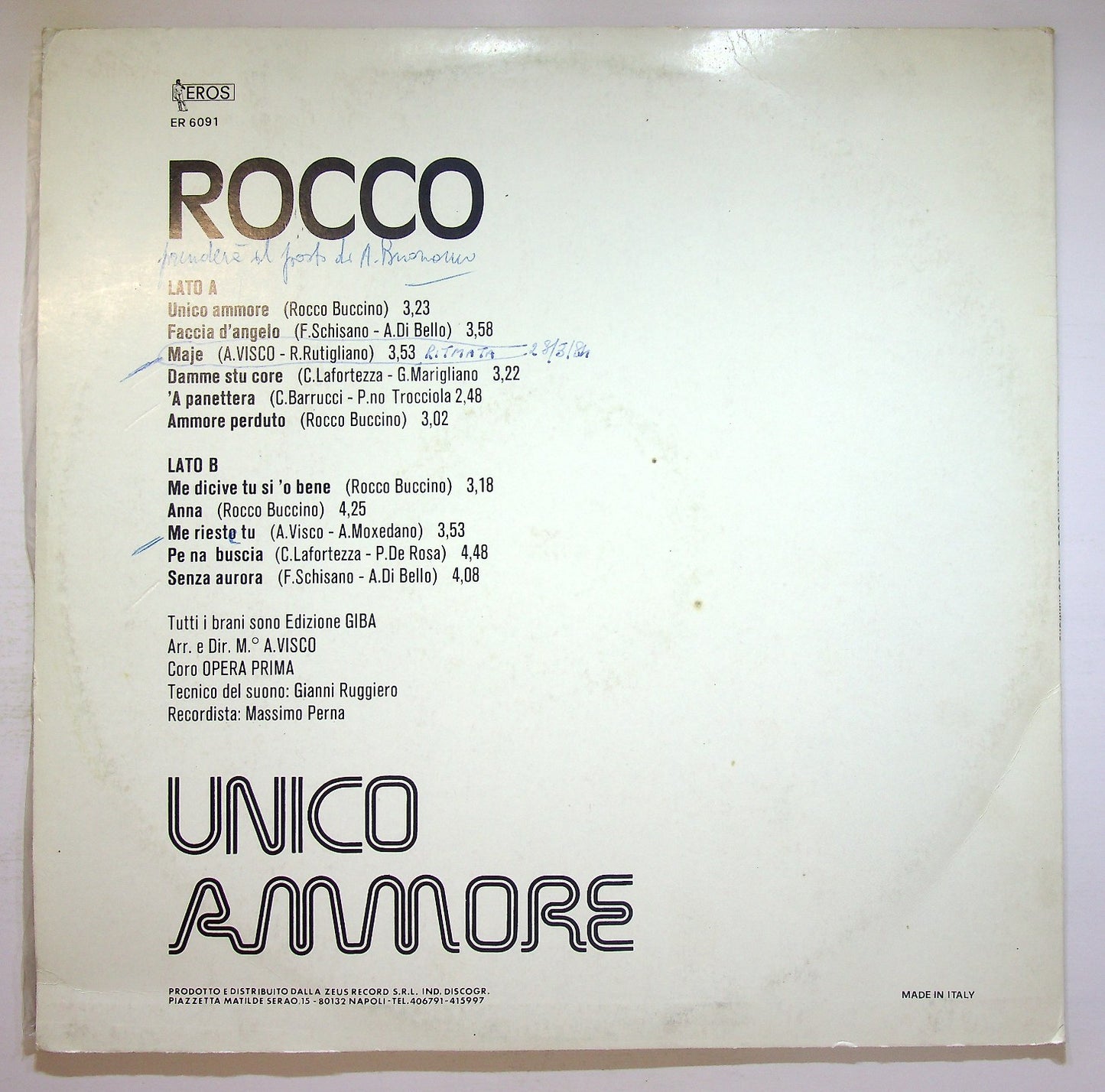 EBOND Rocco - Unico Ammore (Vol. 3°) Vinile V124051