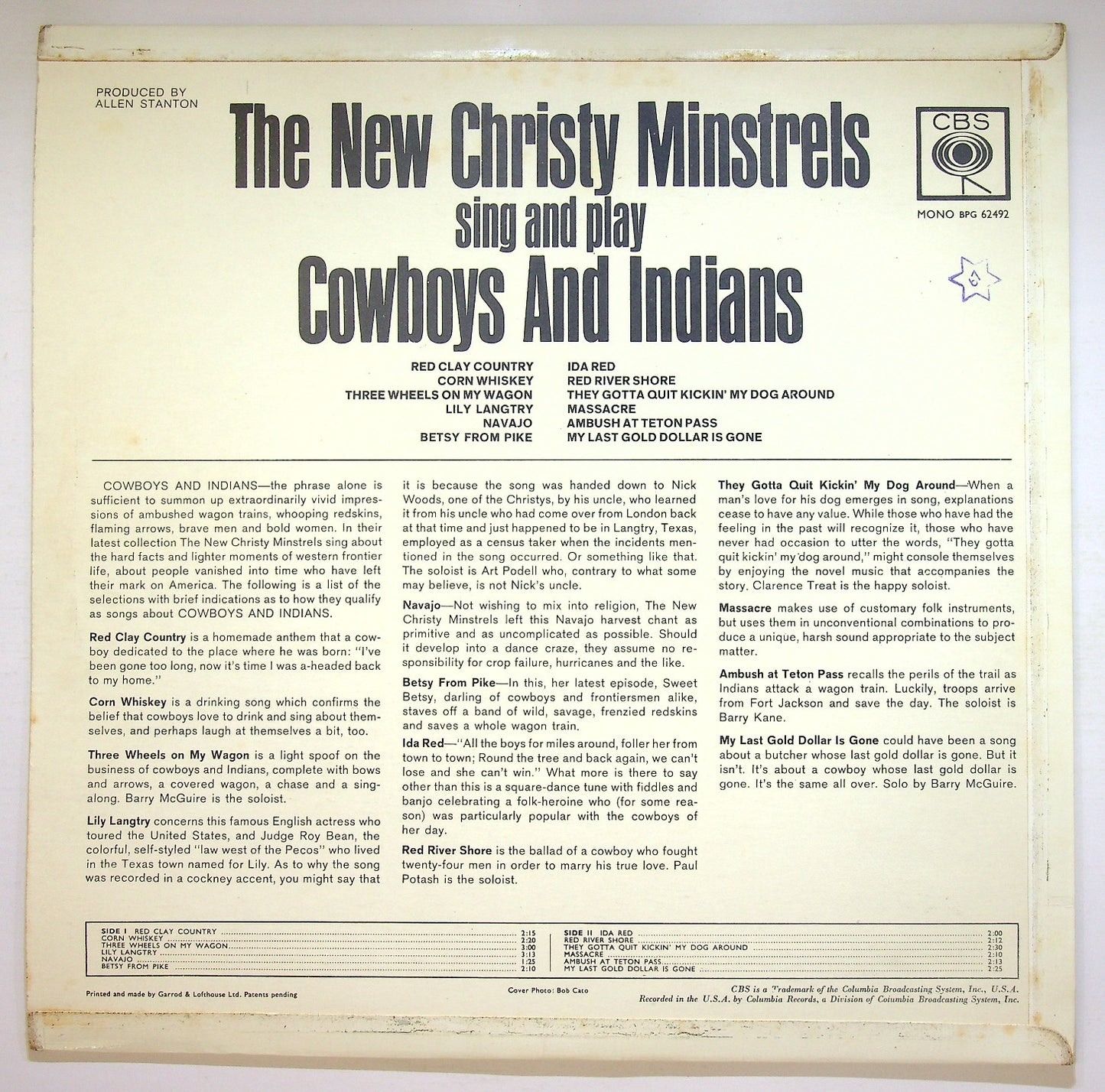 EBOND The New Christy Minstrels Sing And Play Cowboys And Indians Vinile V125000
