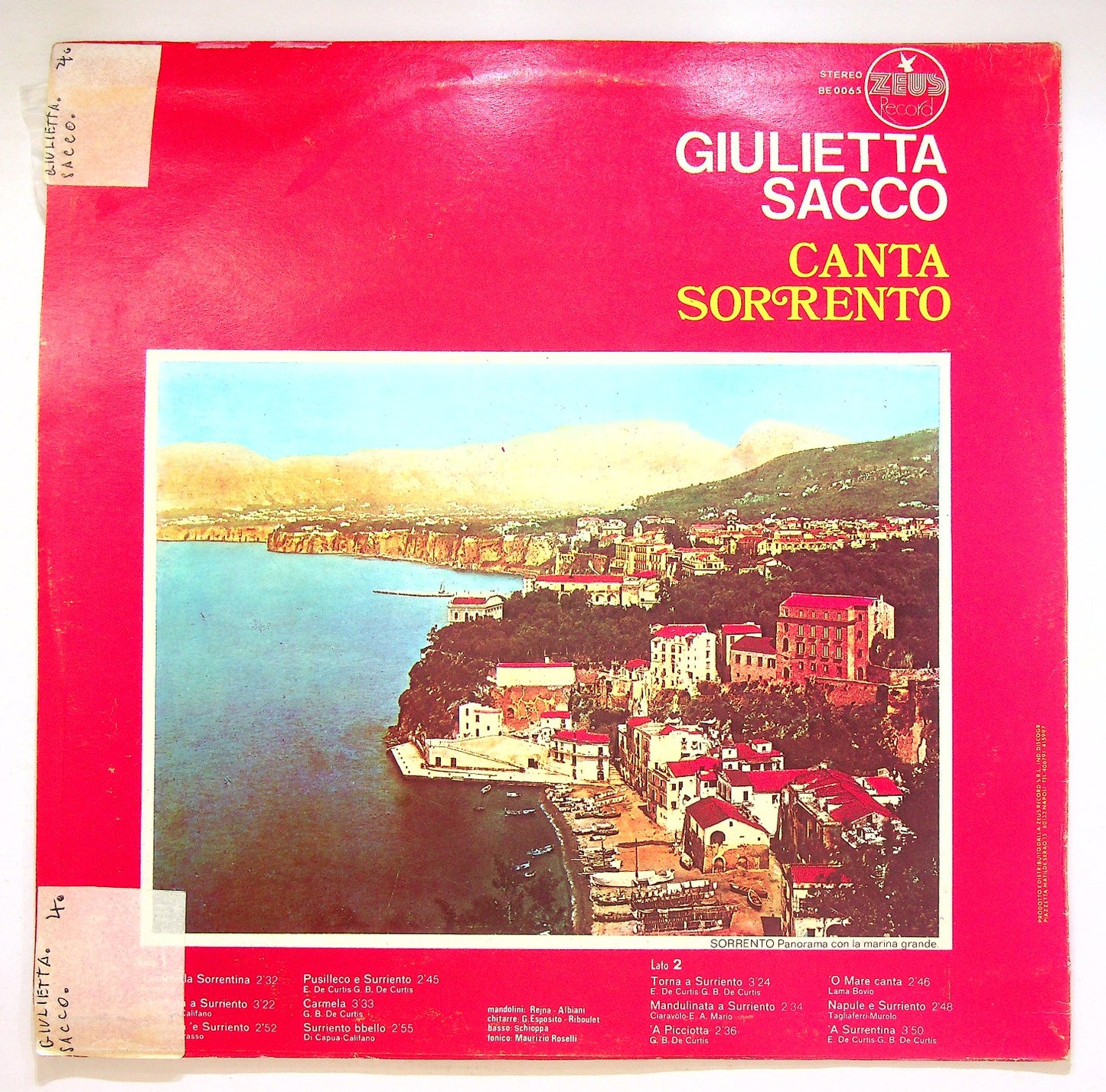 EBOND Giulietta Sacco - Canta Sorrento Vinile V125066