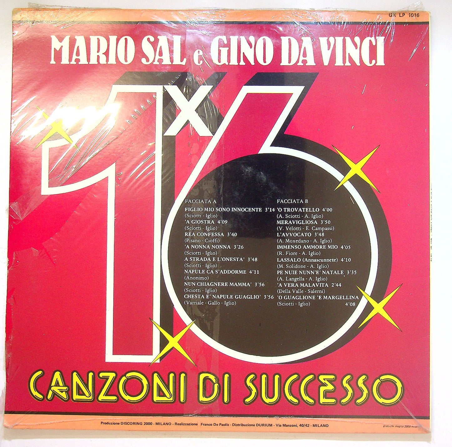 EBOND Mario , Sal E Gino Da Vinci - 16 Canzoni Di Successo Vinile V125097