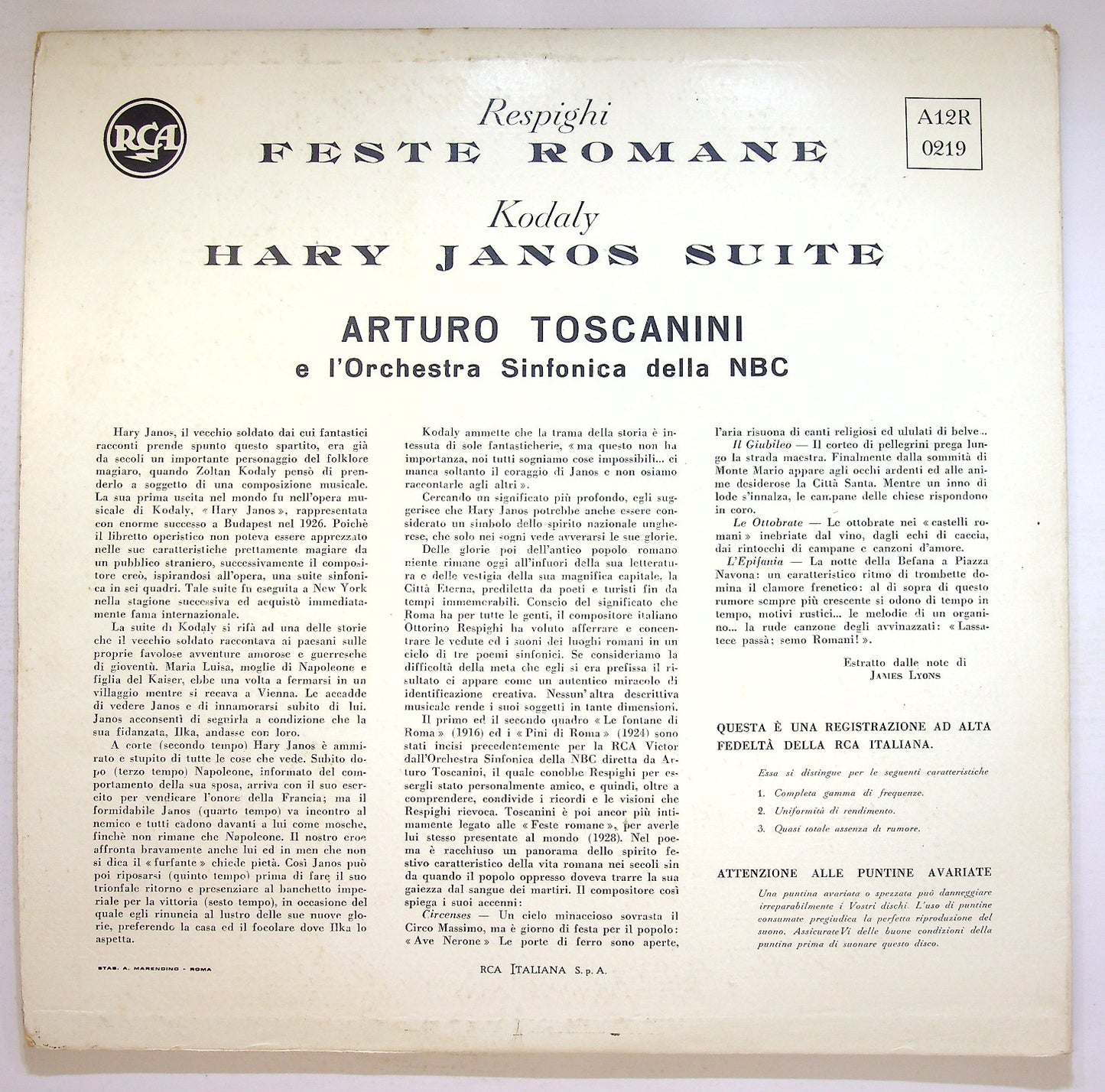 EBOND Arturo Toscanini - Respighi/Feste Romane (Roman Festivals) Vinile V125130