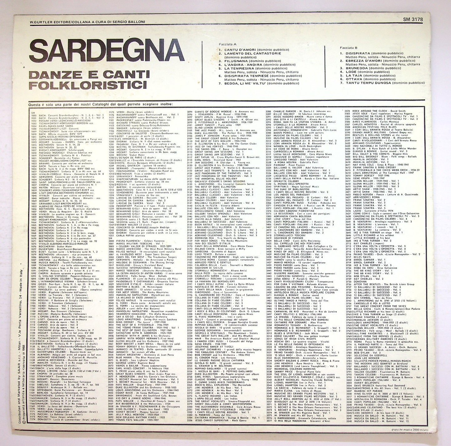 EBOND Various - Sardegna Danze E Canti Folkloristici Vinile V125141