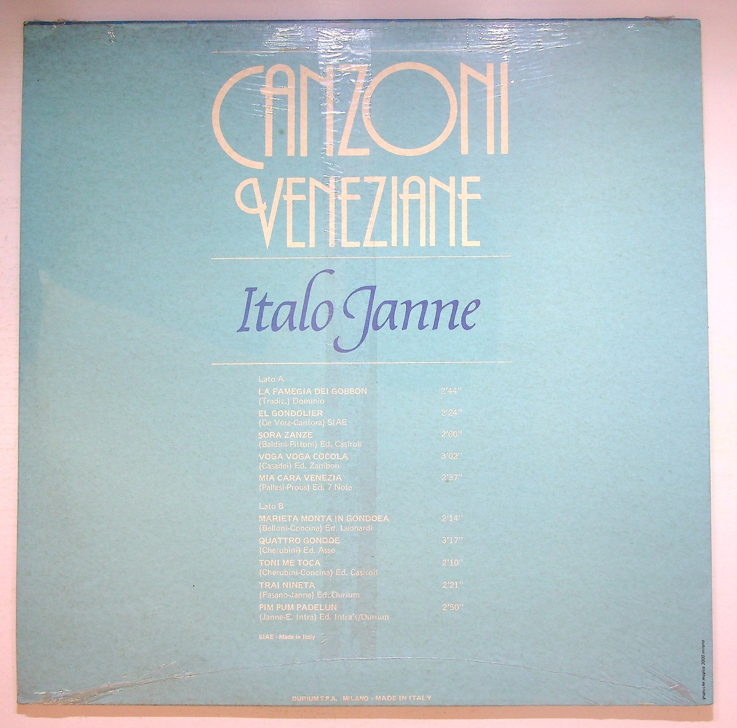 EBOND Canzoni Veneziane - Italo Janne Vinile V126026