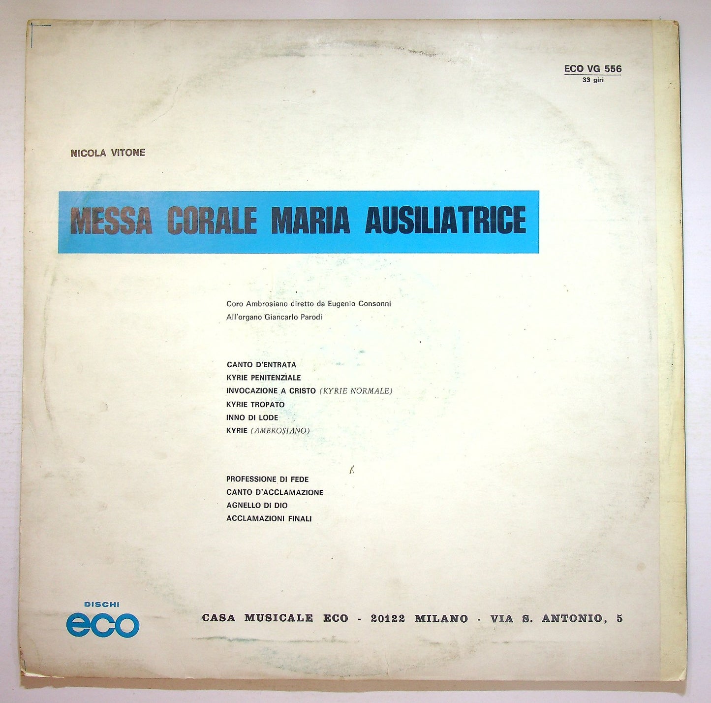 EBOND Messa Corale Maria Ausiliatrice Vinile V126032