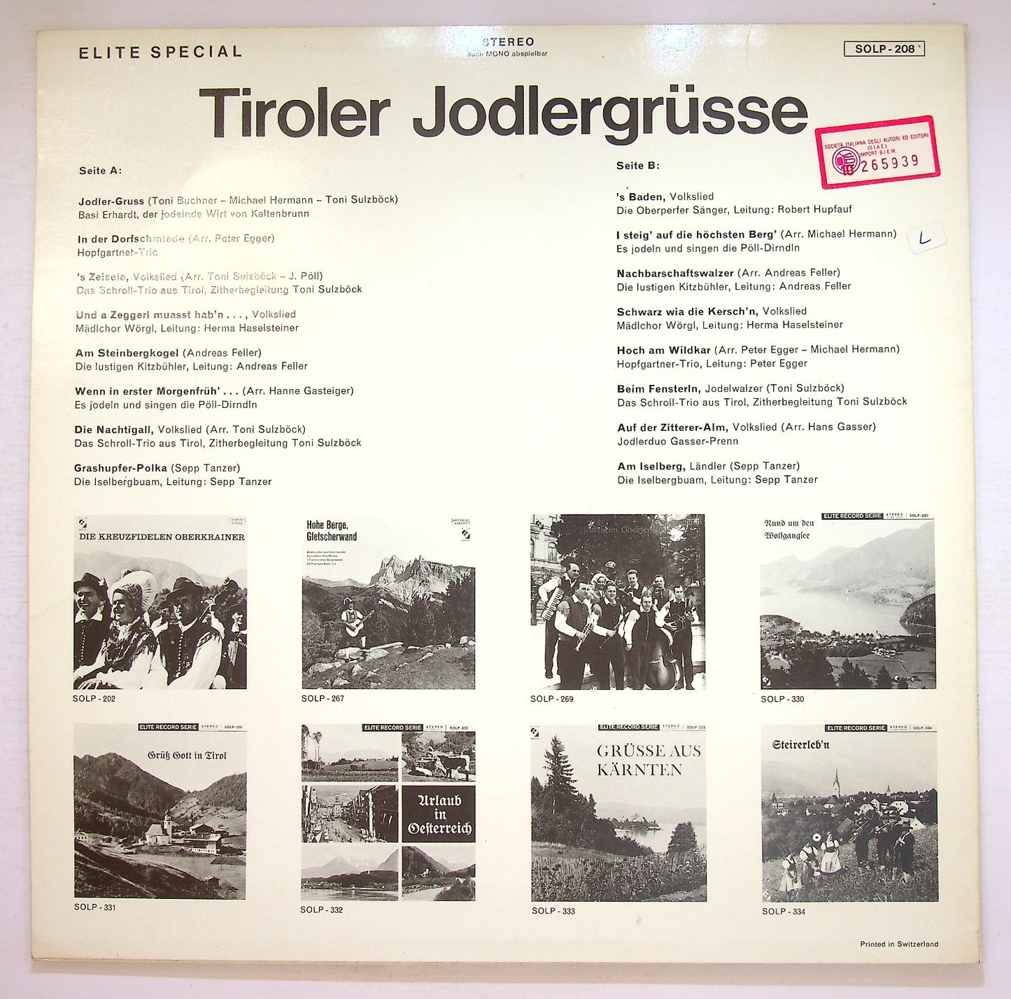 EBOND Various - Tiroler Jodlergruße Vinile V126039