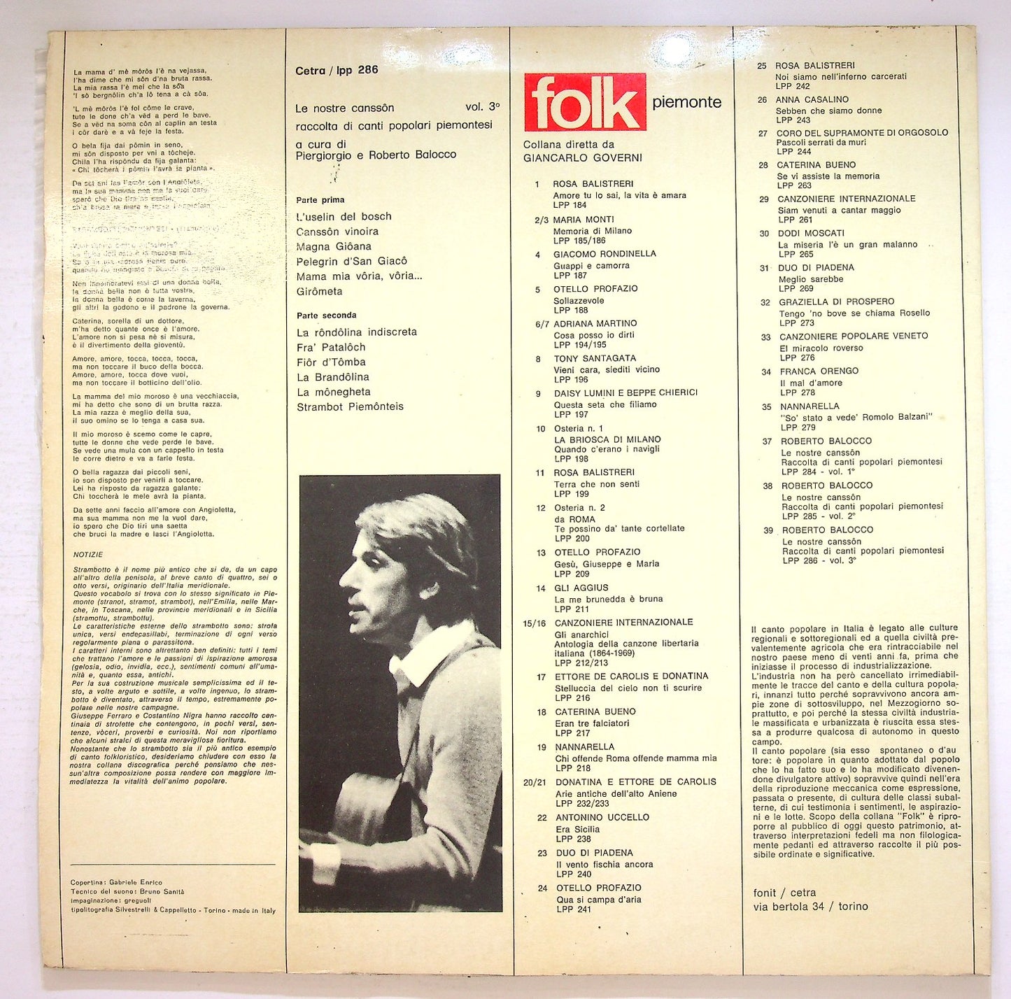 EBOND Roberto Balocco - Le Nostre Cansson Vol. 3 Vinile V126042