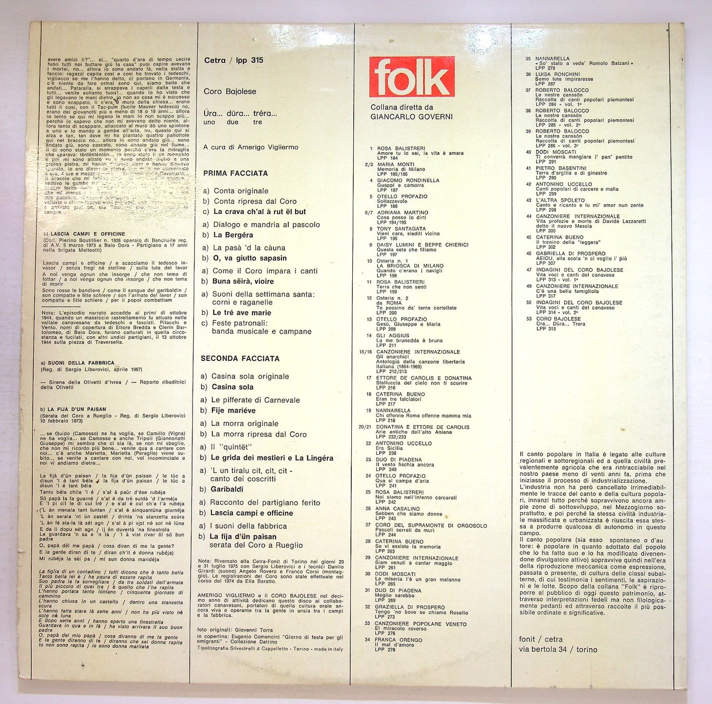 EBOND Il Coro Bajolese - Ura.. Dura.. Trera.. (Uno.. Due.. Tre..) Vinile V126069