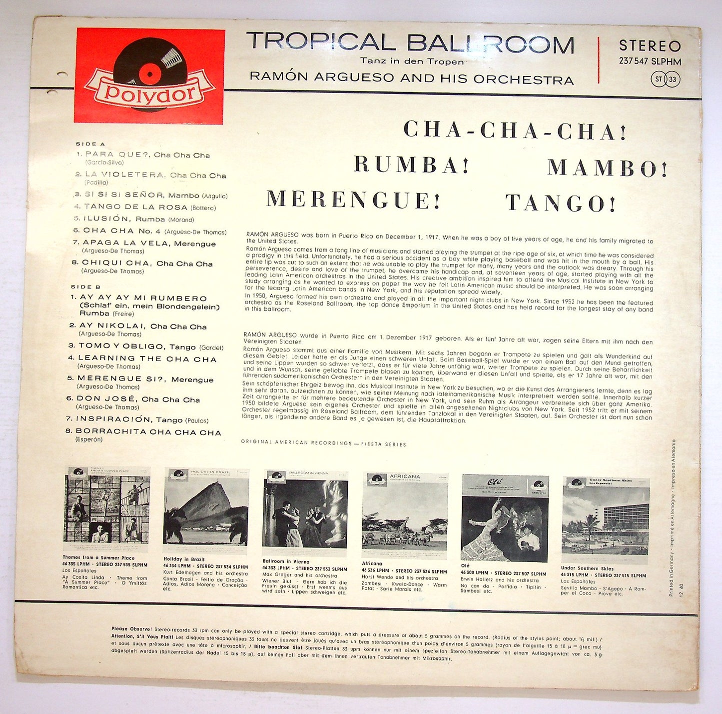 EBOND Ramon Argueso And His Orchestra - Tropical Ballroom Vinile V126073