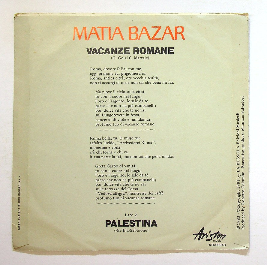 EBOND Matia Bazar - Vacanze Romane Vinile V128096