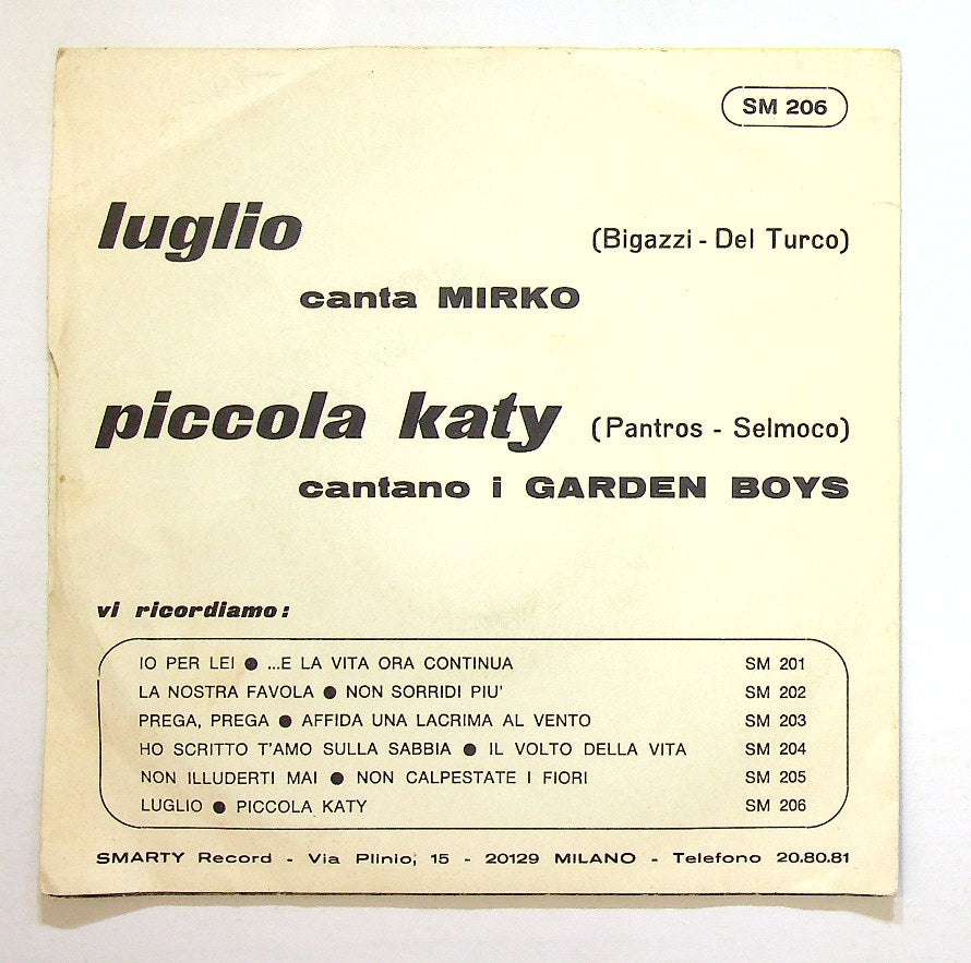 EBOND Mirko / I Garden Boys - Luglio / Piccola Katy Vinile V128139