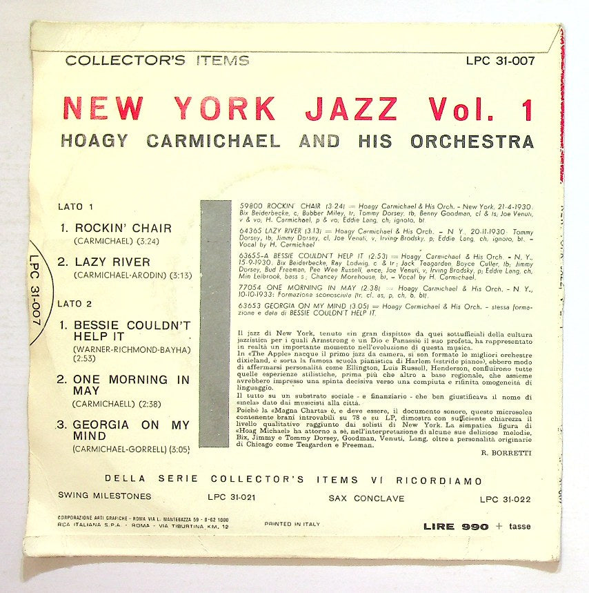 EBOND Hoagy Carmichael - New York Jazz Vol.1 Vinile V131024