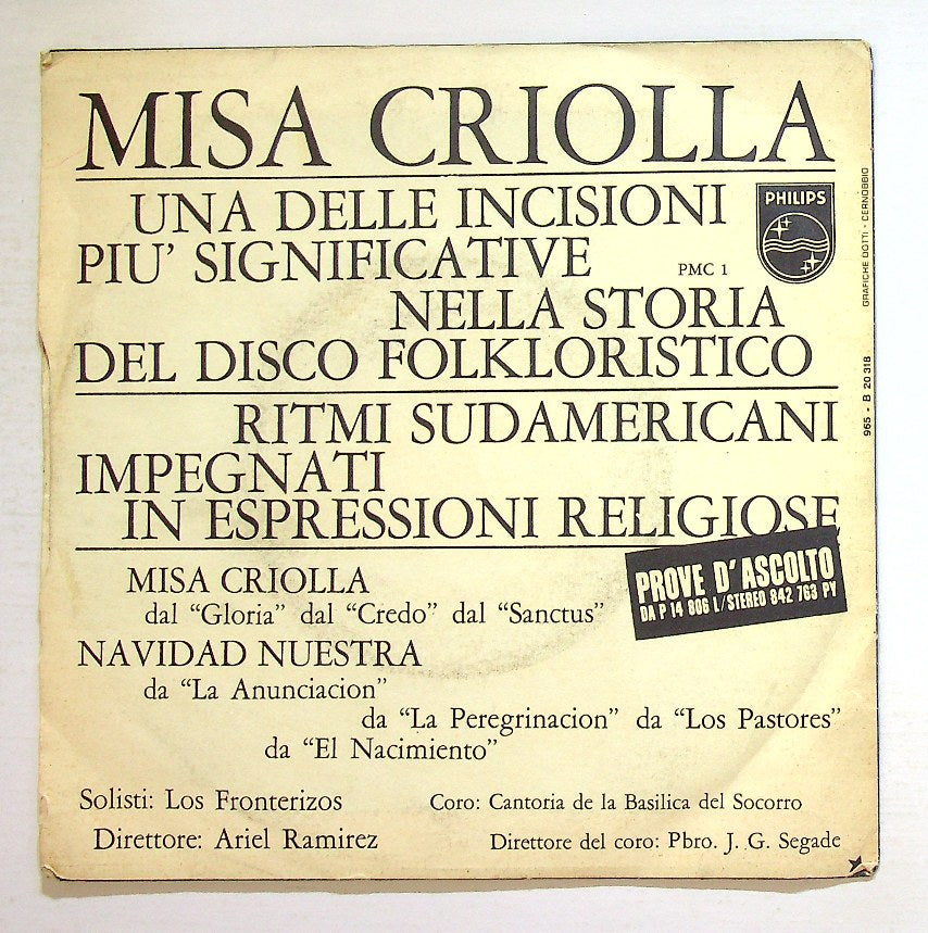EBOND Los Fronterizos , Ariel Ramirez - Misa Criolla Vinile V131065