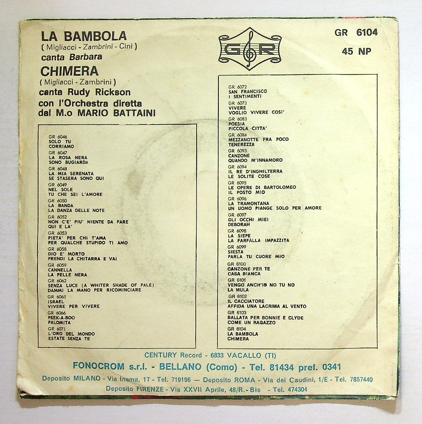 EBOND Barbara / Rudy Rickson - La Bambola / Chimera Vinile V131071