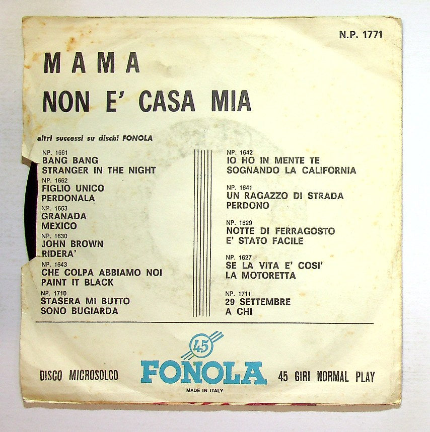 EBOND Lella Ercoli - Mama / Non e Casa Mia Vinile V131115