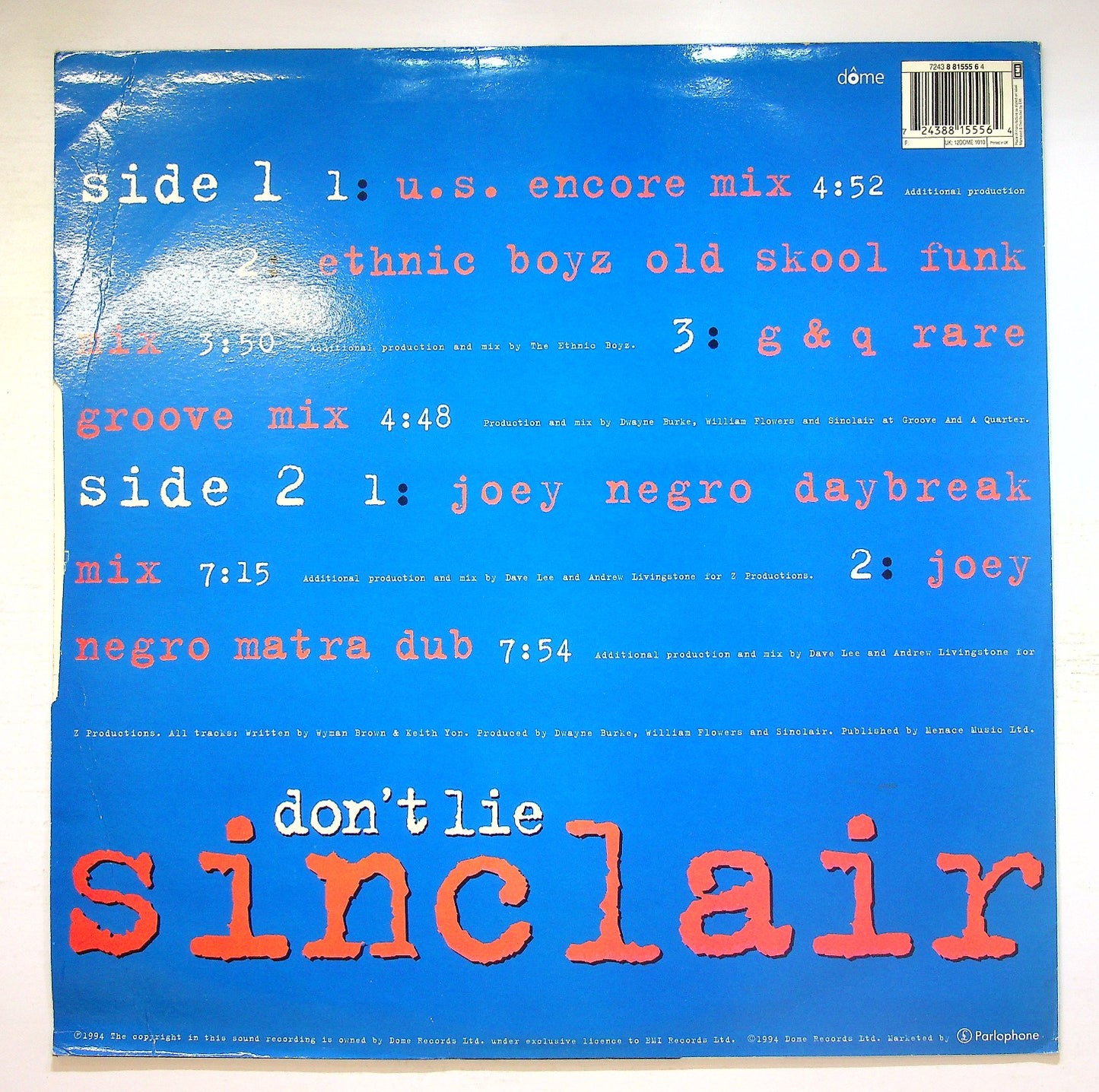 EBOND Sinclair - Don't Lie Vinile V132107