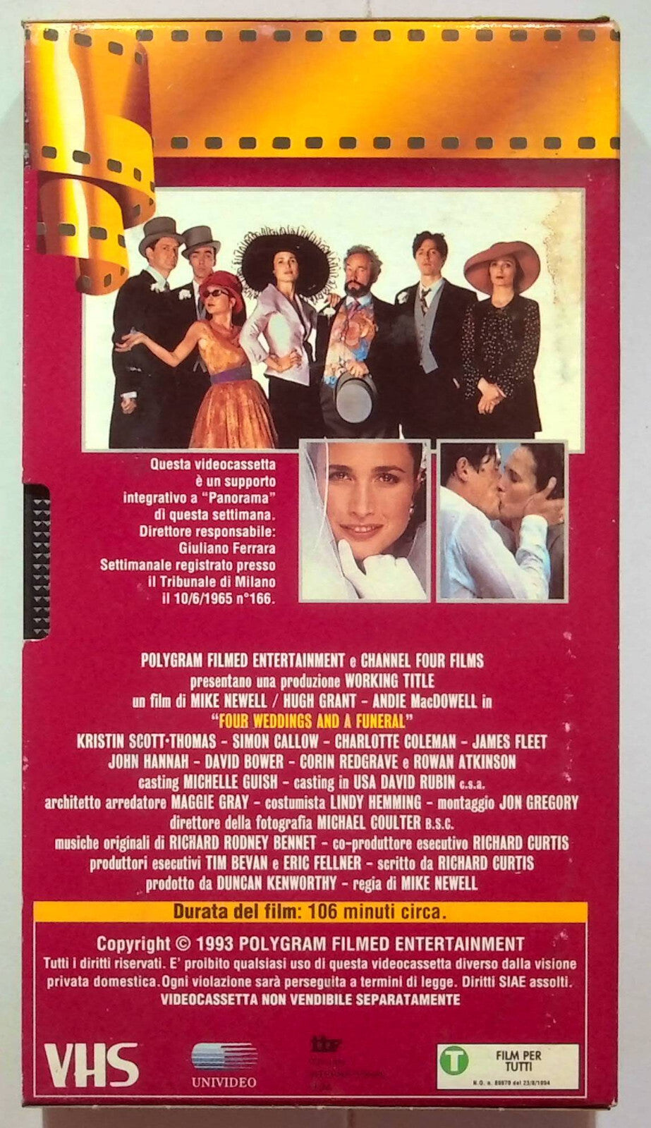 EBOND Quattro Matrimoni E Un Funerale Editoriale VHS VH000119