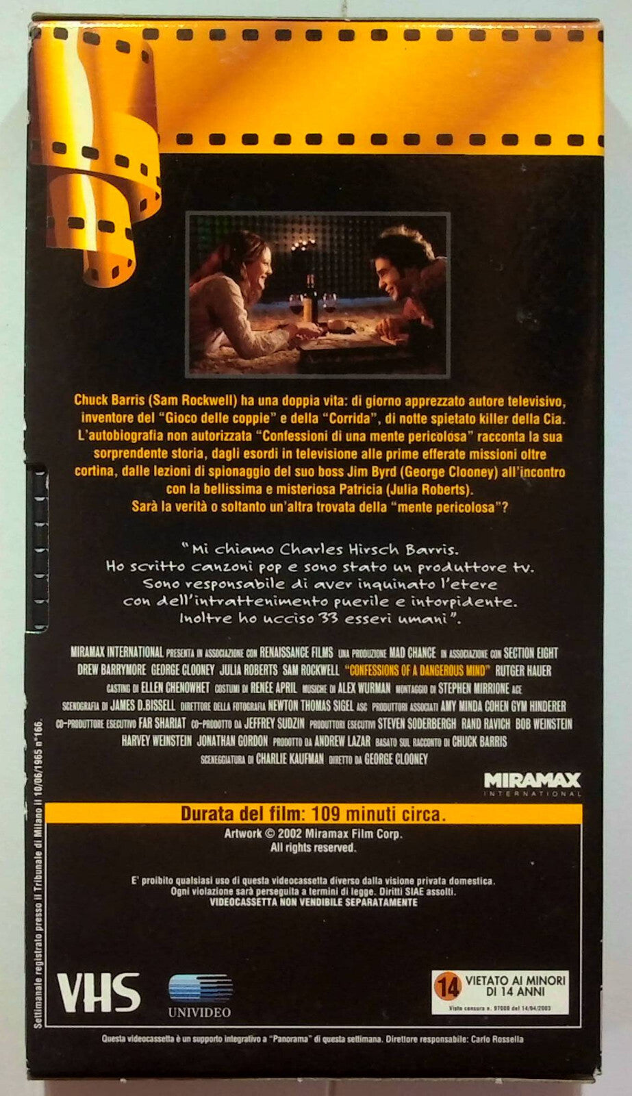 EBOND Confessioni Di Una Mente Pericolosa Editoriale VHS VH000164