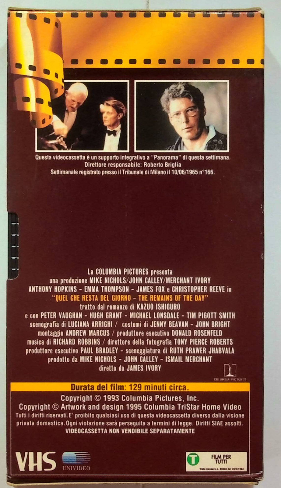 EBOND Quel Che Resta Del Giorno Editoriale VHS VH000184