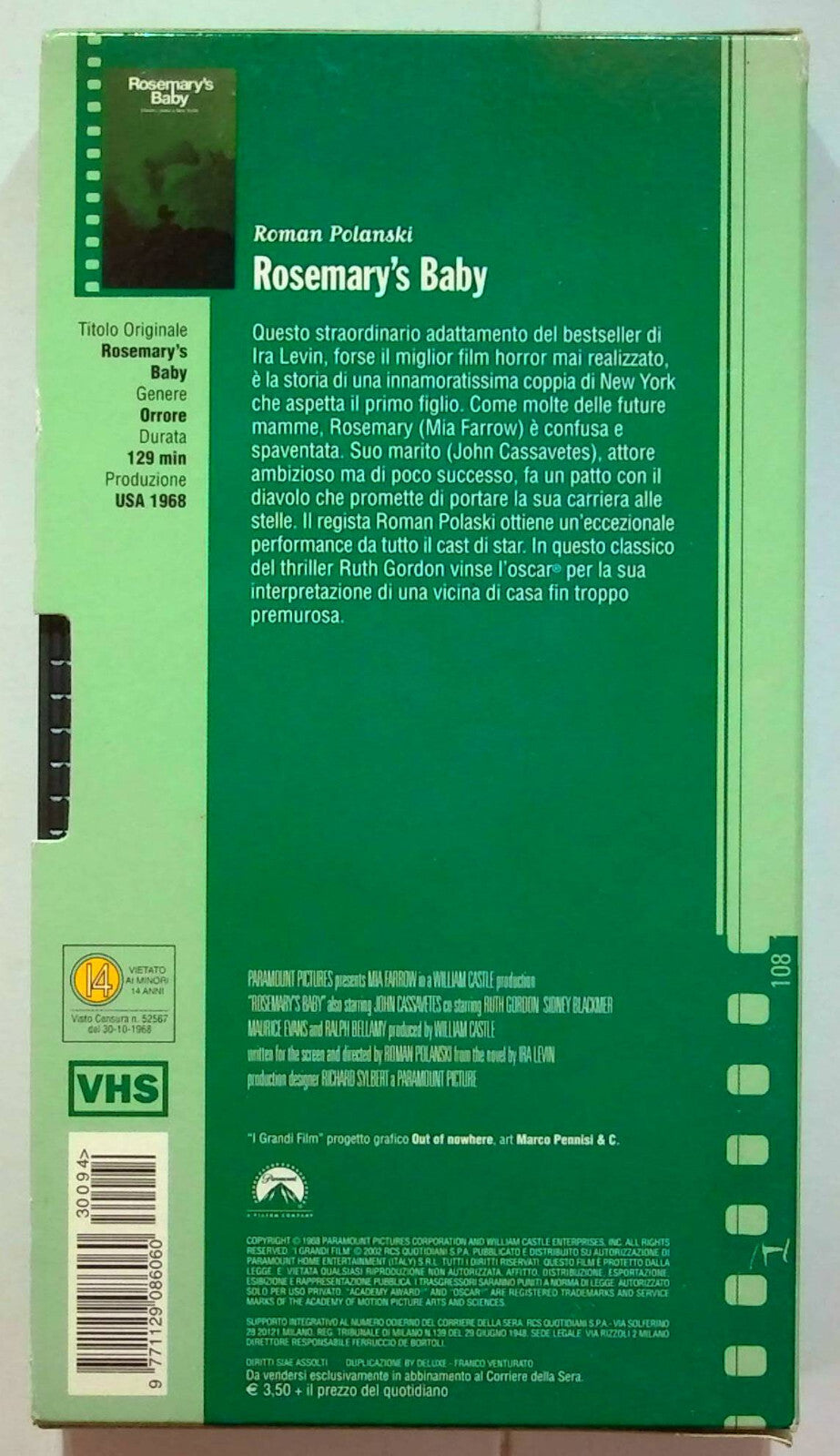EBOND Rosemary's Baby - Nastro Rosso a New York Editoriale VHS VH000309