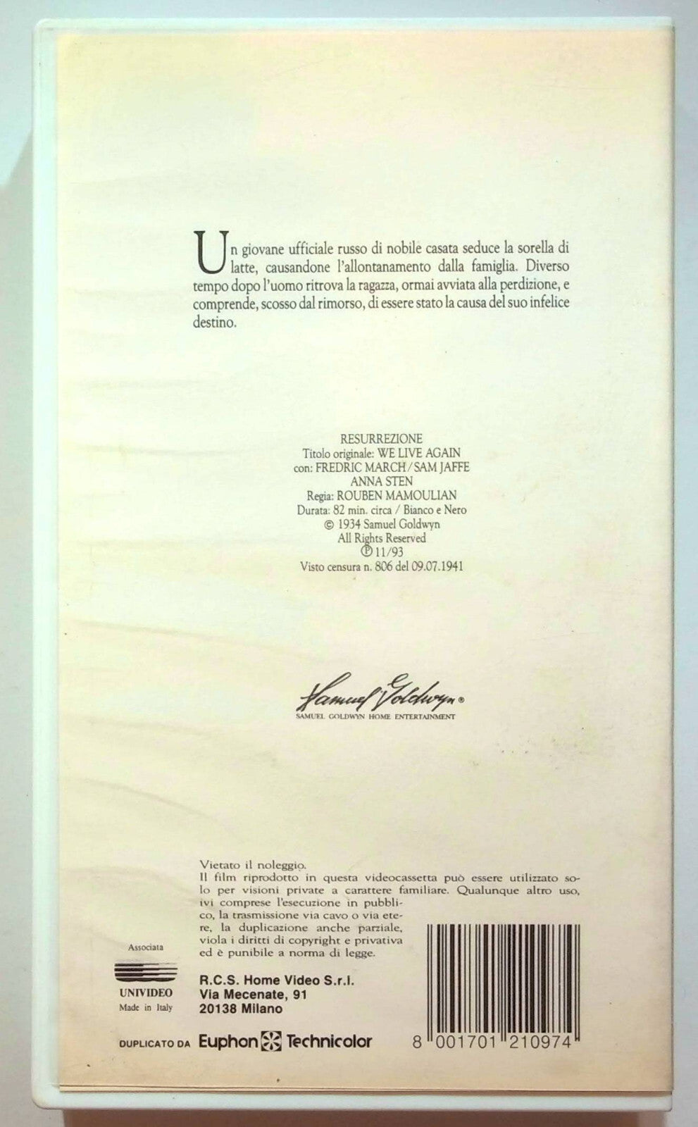 EBOND Resurrezione VHS VH000452