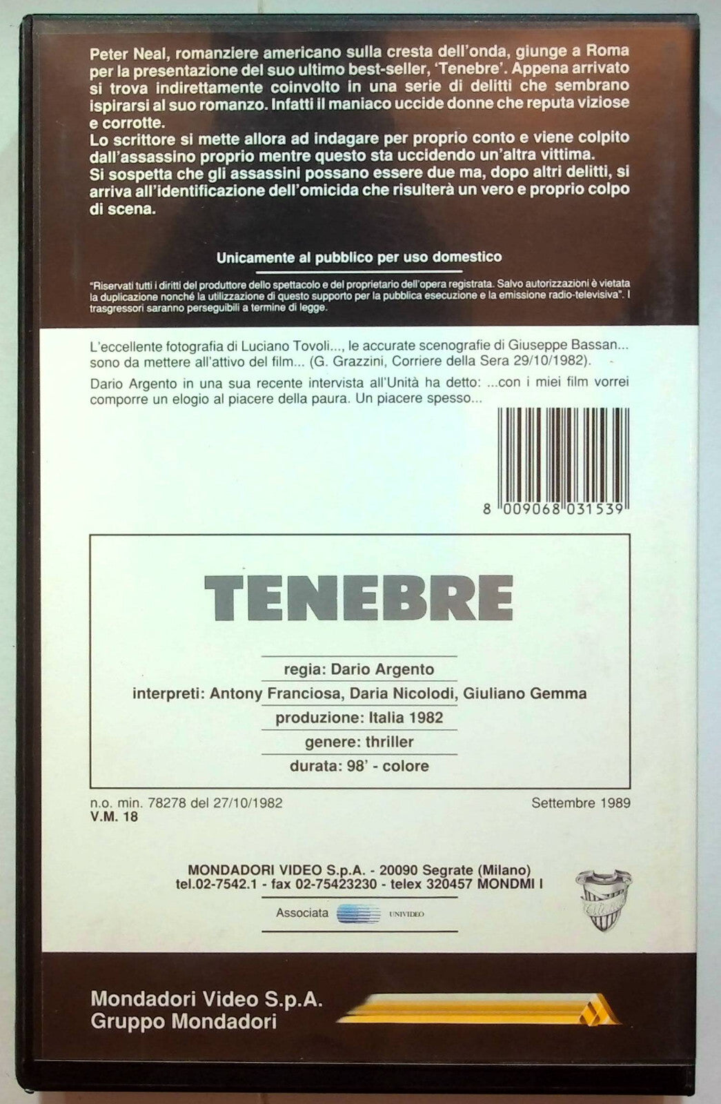 EBOND Tenebre VHS VH000658
